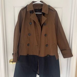 Coach Women's Two-Tone Brown and Black Trench Coat